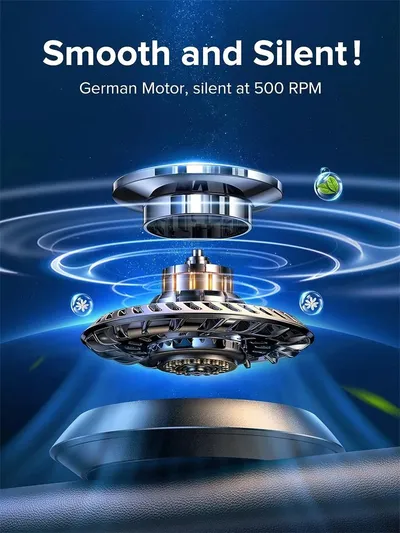 Portable Kinetic Car Air Freshener Solar Powered Double Ring Rotating Air Cleaner Perfume Fragrance Diffuser