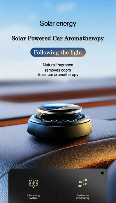 Portable Kinetic Car Air Freshener Solar Powered Double Ring Rotating Air Cleaner Perfume Fragrance Diffuser
