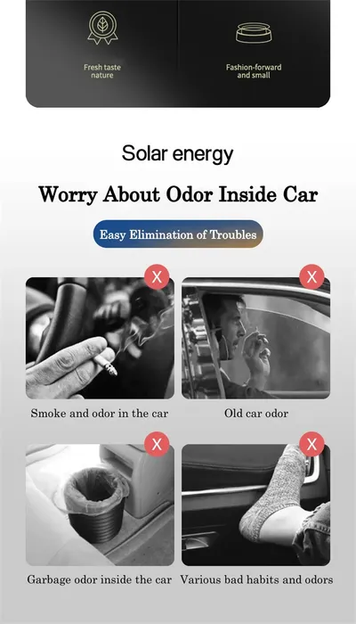 Portable Kinetic Car Air Freshener Solar Powered Double Ring Rotating Air Cleaner Perfume Fragrance Diffuser