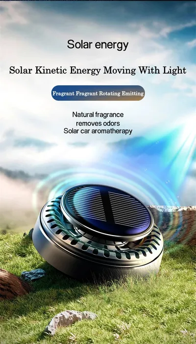Portable Kinetic Car Air Freshener Solar Powered Double Ring Rotating Air Cleaner Perfume Fragrance Diffuser