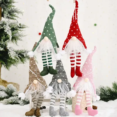 مستلزمات زينة عيد الميلاد: قلادة ساق معلقة لكبار السن من الغابة مع إضاءة، زينة دمية جديدة مبتكرة بدون وجه