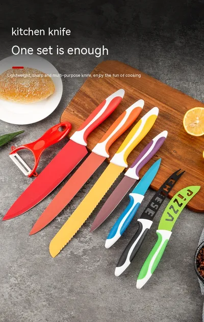 Stainless Steel 8-piece Knife Set Kitchen Household Macaron Color Gift Set Multi-purpose Knife