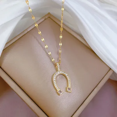Micro-inlaid Real Gold Necklace Women
