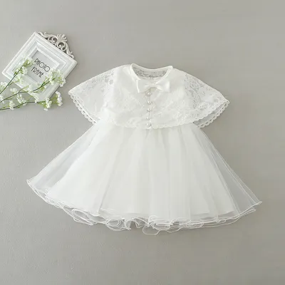 Cute Baby White Fluffy Dress Two-piece Set