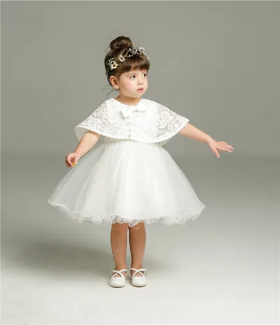 Cute Baby White Fluffy Dress Two-piece Set