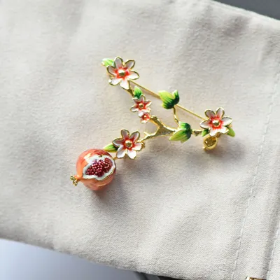 Enamel Glaze Painted Pomegranate Flower Earring Ring