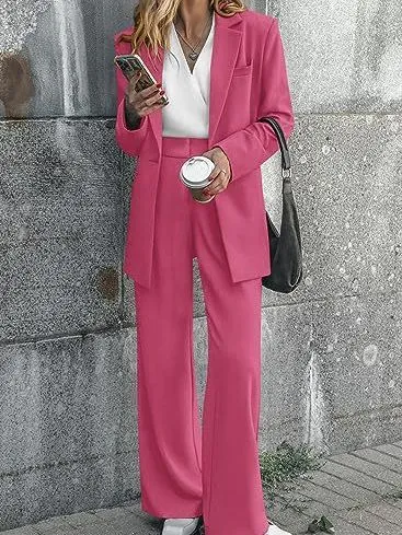 Women's Fashion Casual Solid Color Coat Trousers Suit