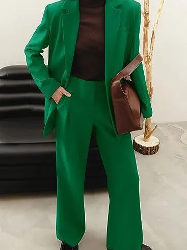 Women's Fashion Casual Solid Color Coat Trousers Suit