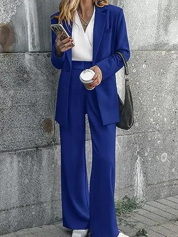 Women's Fashion Casual Solid Color Coat Trousers Suit