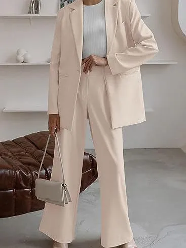 Women's Fashion Casual Solid Color Coat Trousers Suit