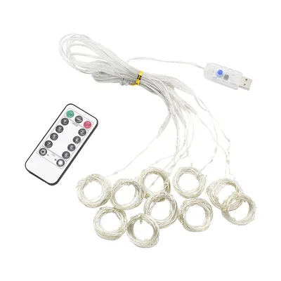 LED Curtain Garland On The Window USB String Lights Remote Control Christmas Decorations For Home Room
