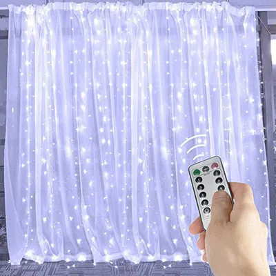LED Curtain Garland On The Window USB String Lights Remote Control Christmas Decorations For Home Room