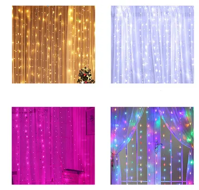 LED Curtain Garland On The Window USB String Lights Remote Control Christmas Decorations For Home Room