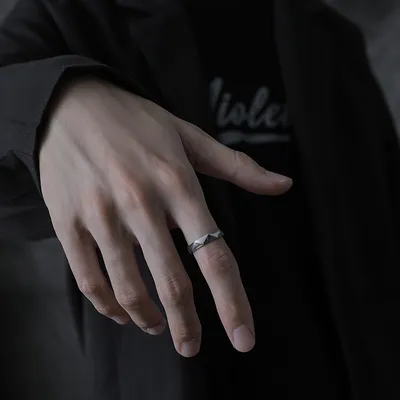 Ins Style Men's Titanium Steel Ring Rhombus Style Ring
