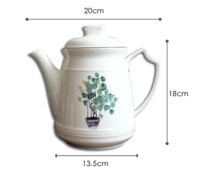 Nordic Green Plant Ceramic Kettle Set