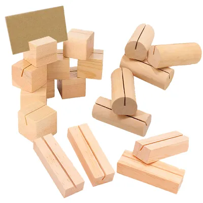 Wooden Block Business Card Holder Card Holder Note Clip Photo Folder Decorative Ornaments Crafts