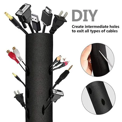 Neoprene Wire Protective Sleeve Line Pipe Waterproof Insulation Rubber Velcro Gathering Cable Organizer