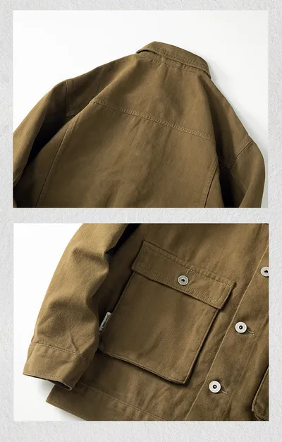 American Retro Siro Textile Workwear Jacket Men's Winter Antique Style Urban Outdoor Leisure Safari Jacket Vintage Jacket Men
