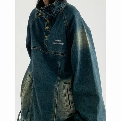 Japanese-style Retro Street Half Turtleneck Do The Old Cowboy Jacket