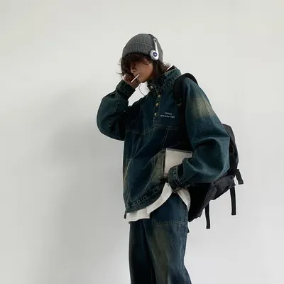 Japanese-style Retro Street Half Turtleneck Do The Old Cowboy Jacket