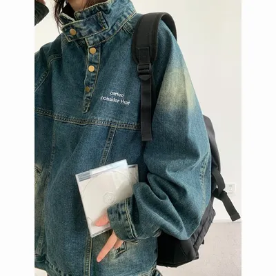 Japanese-style Retro Street Half Turtleneck Do The Old Cowboy Jacket