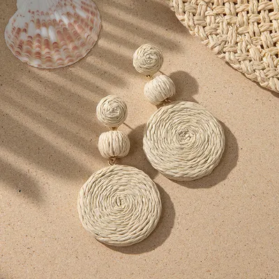 Fashion Colorful Rattan Earrings For Women