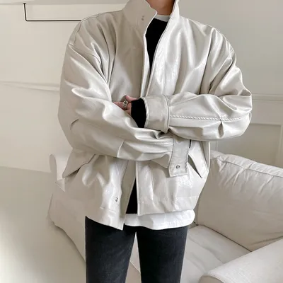 Men's Autumn And Winter Thickening Trendy Loose Rewear Leather Jacket