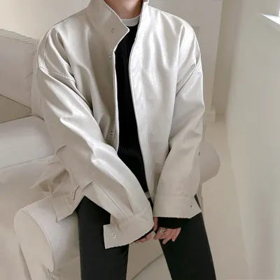 Men's Autumn And Winter Thickening Trendy Loose Rewear Leather Jacket