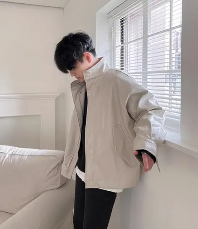 Men's Autumn And Winter Thickening Trendy Loose Rewear Leather Jacket