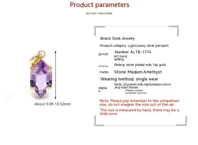 Simple Amethyst S925 Sterling Silver Pendant