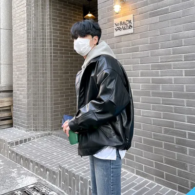 Men's Autumn And Winter Thickening Trendy Loose Rewear Leather Jacket