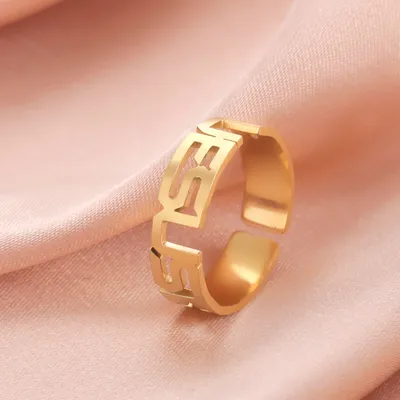 Personalized Design Titanium Steel Cut Letters UESUS Adjustable Stainless Steel Ring