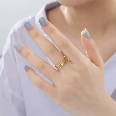 Personalized Design Titanium Steel Cut Letters UESUS Adjustable Stainless Steel Ring