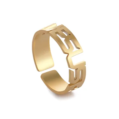 Personalized Design Titanium Steel Cut Letters UESUS Adjustable Stainless Steel Ring