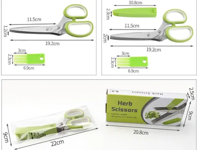 Multifunctional Muti-Layers Stainless Steel Knives Multi-Layers Kitchen Scissors Scallion Cutter Herb Laver Spices Cook Tool Cut