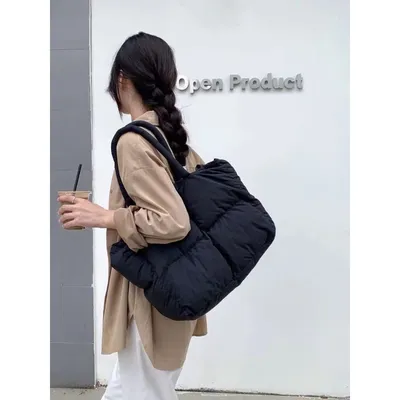 حقيبة يد قطنية فاخرة مبطنة بريش الوسادة بتصميم معيني