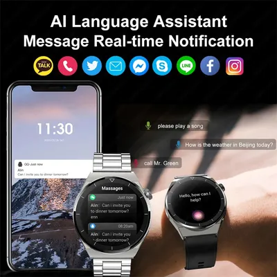 ساعة ذكية رياضية متعددة الوظائف GT3 Pro بشاشة دائرية كبيرة عالية الدقة، مزودة بخاصية قياس معدل ضربات القلب.