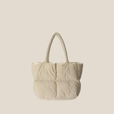 حقيبة يد قطنية فاخرة مبطنة بريش الوسادة بتصميم معيني
