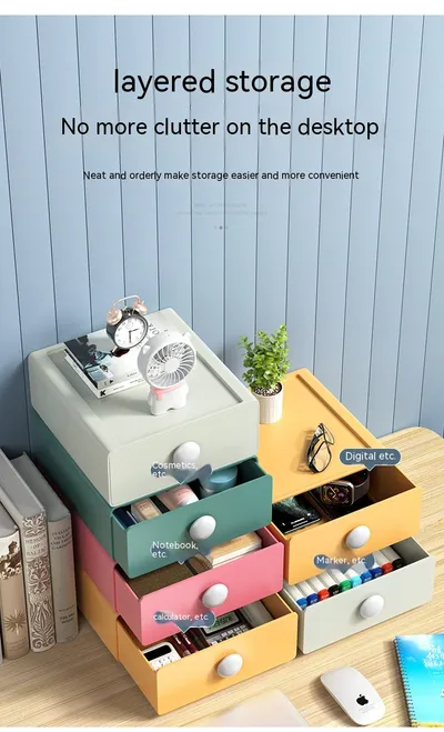 Drawer Desktop Storage Box Dresser Student Dormitory Stationery Organizing Storage Rack Artifact