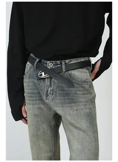 High Street Vibe Washed Yellow Mud Slightly Flared Jeans