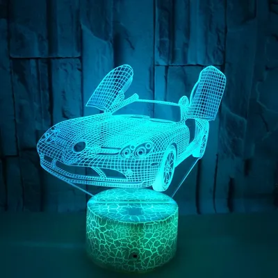 مصباح ليلي LED، مصباح طاولة يعمل باللمس بألوان متعددة وتصميم ثلاثي الأبعاد.