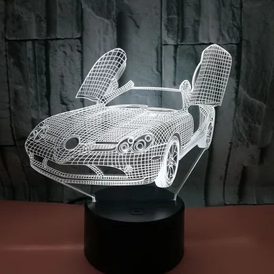 مصباح ليلي LED، مصباح طاولة يعمل باللمس بألوان متعددة وتصميم ثلاثي الأبعاد.