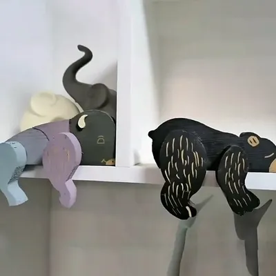 Cartoon Ornaments Solid Wood Big Cow Deer Black Bear Office Desktop Creativity Wood Carving Crafts