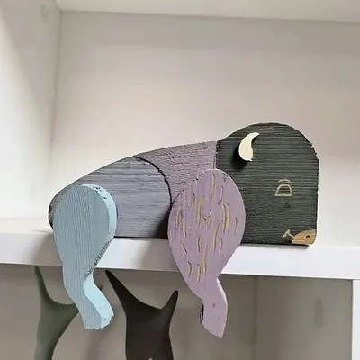 Cartoon Ornaments Solid Wood Big Cow Deer Black Bear Office Desktop Creativity Wood Carving Crafts