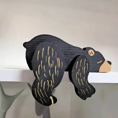 Cartoon Ornaments Solid Wood Big Cow Deer Black Bear Office Desktop Creativity Wood Carving Crafts