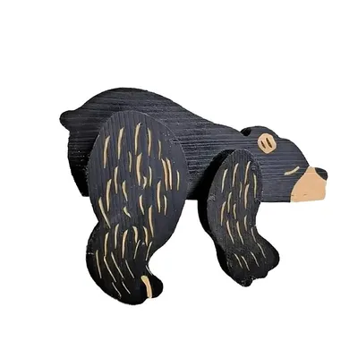 Cartoon Ornaments Solid Wood Big Cow Deer Black Bear Office Desktop Creativity Wood Carving Crafts