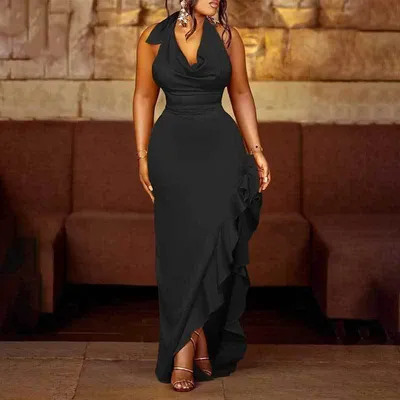 Elegant Sleeveless Halter Sheath Dress Women