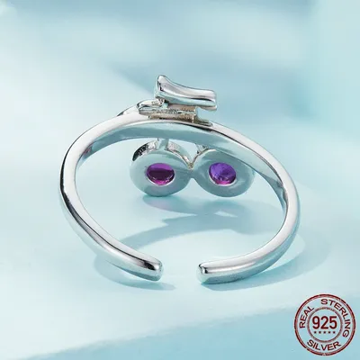 Sterling Silver Red Cherry Ring S925 White Plated Diamond