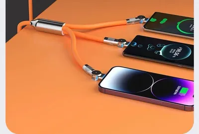 Zinc Alloy Rotating Machine Quick Charge With Light Three-in-one Data Cable