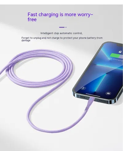 Quick Charge QC30 Charging Cable Nylon Braided Mobile Phone USB Cable With Indicator Light